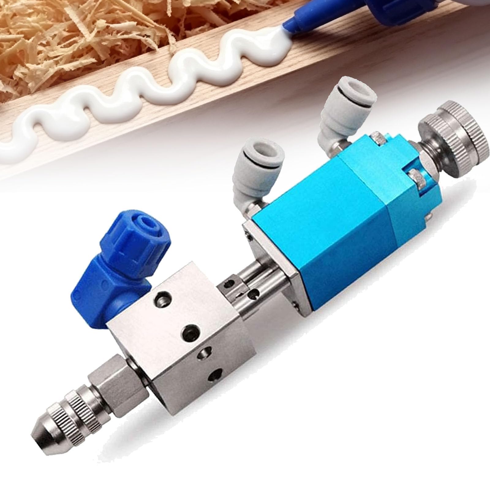 VILA SMO Pneumatic Uv Glue Dispenser Valve, Precision Thimble Dispensing Valve, Made Of Stainless Steel, Suitable For Uv Glue, White Latex, Grease, And Ink One-component Glue.