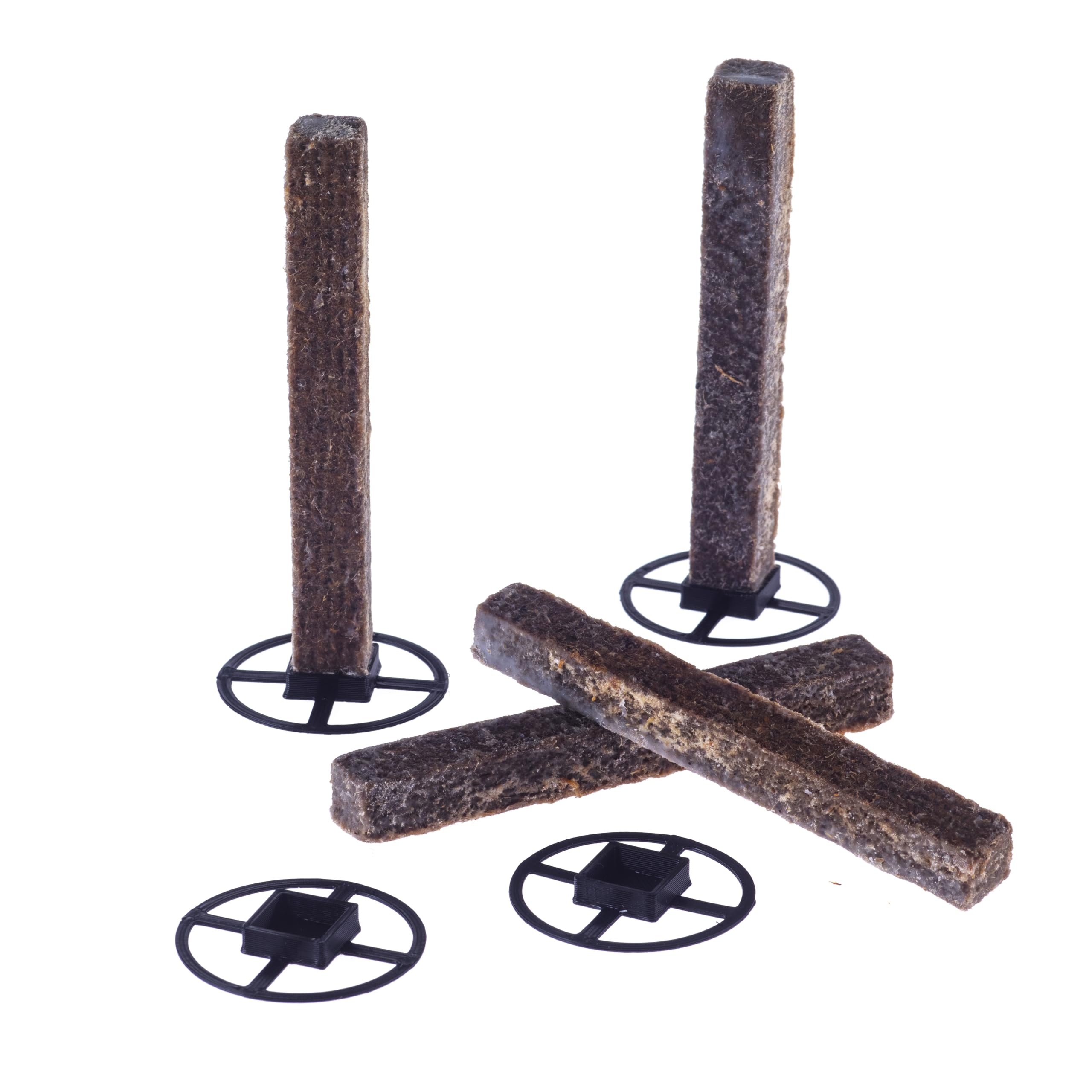 Flamestone 4x Dauerdocht für Wachsfresser inkl. Halter | nachhaltig in Deutschland hergestellt | Kerzenfresser Ersatzdocht | Wachsfeuer Docht aus Holz | Tischfeuer | Schmelzlicht (M)