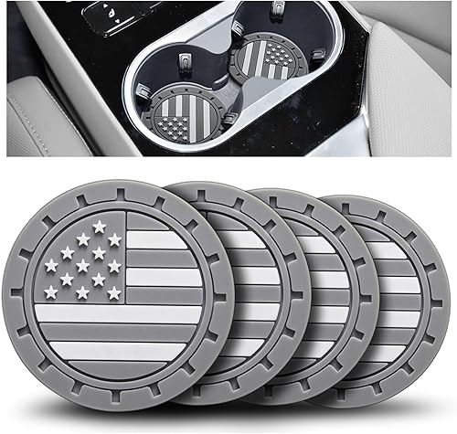 Portavasos para automóvil, paquete de 4 unidades, bandera estadounidense de 2.75 pulgadas, antideslizante, a prueba de golpes, accesorios de