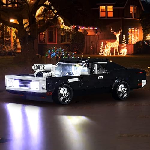 Miniatura 4 de BrickBling Luz LED compatible con Lego Speed Champions Fast & Furious 1970 Dodge Charger RT 76912, kit de iluminación de bricolaje compatible con