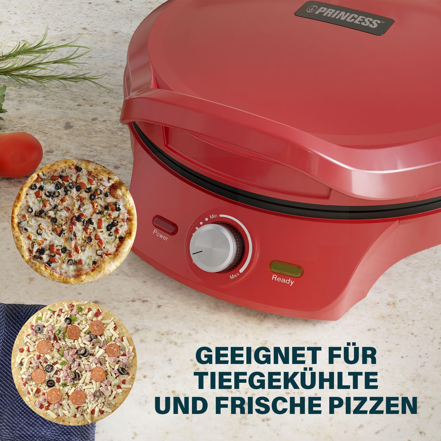 Princess Pizza-Maker – Ø 32 cm – Einstellbarer Thermostat – Multifunktional – Inklusive Grillfunktion – bis zu 200°C – 115007