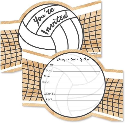 Big Dot of Happiness Bump, Set, Spike  Voleibol  Invitaciones de relleno en forma de  Tarjetas de invitación para baby shower o fiesta de cumpleaños
