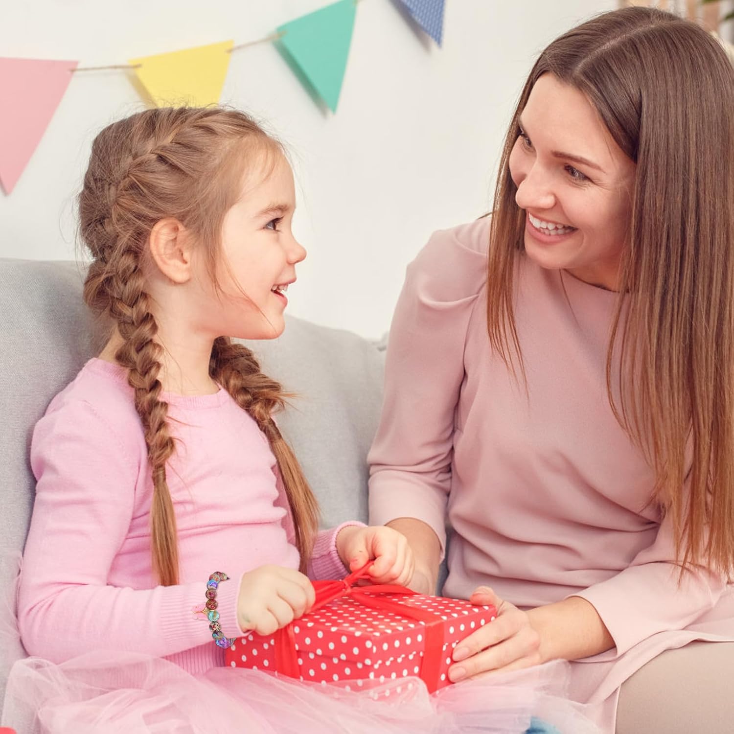 4-8 Year Old Girl Birthday Gifts, Adjustable Pink White Pearl Beaded Bracelet for Teen Girls, 4-8th Happy Birthday Christmas Gifts for Daughter Granddaughter Niece - Image 6