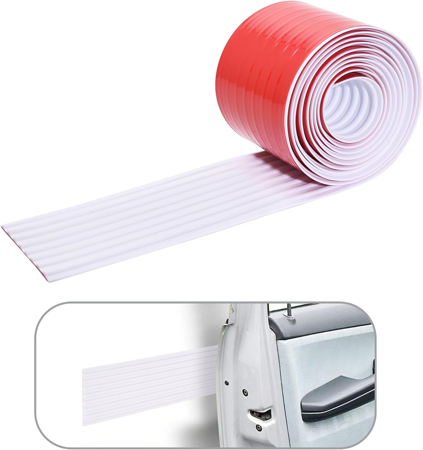 RUBBER BOND Garage Wall Protectors - 4in x 10ft Strong Self-Adhesive Rubber Bumper Protectors for Garage Walls - Heavy Duty, Waterproof and Anti-Scratch Garage Wall Protector for Car Doors (White)