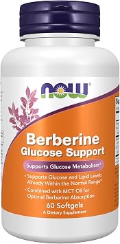 Now Supplements, Berberine Glucose Support, Combined with MCT Oil for Optimal Berberine Absorption, 60 Softgels