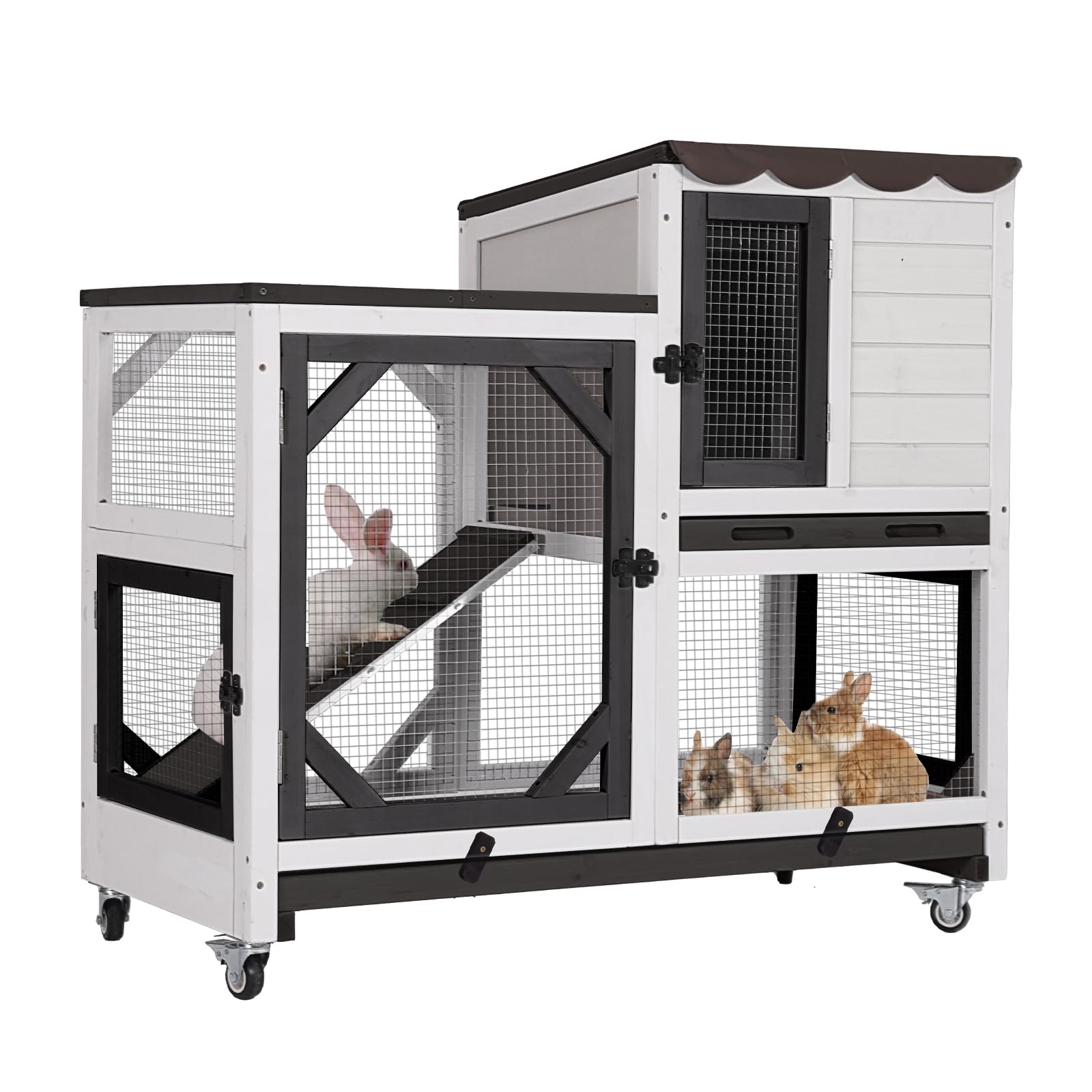 Aivituvin 2-Story Wood Guinea Pig Hutch