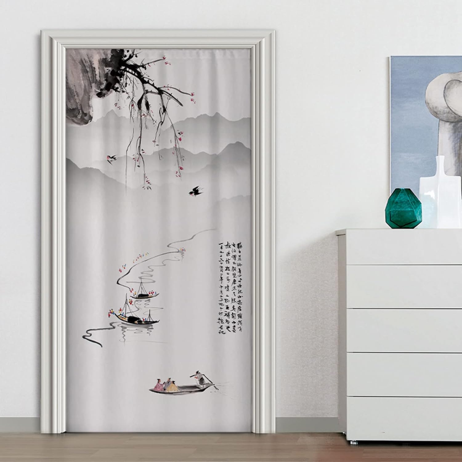 のれん 天然素材 ポリエステル 間仕切り パーテーション 風景 カラー6 シンプル やわらか 軽ふわ ガーゼタイプ 伝統 綿 間仕切