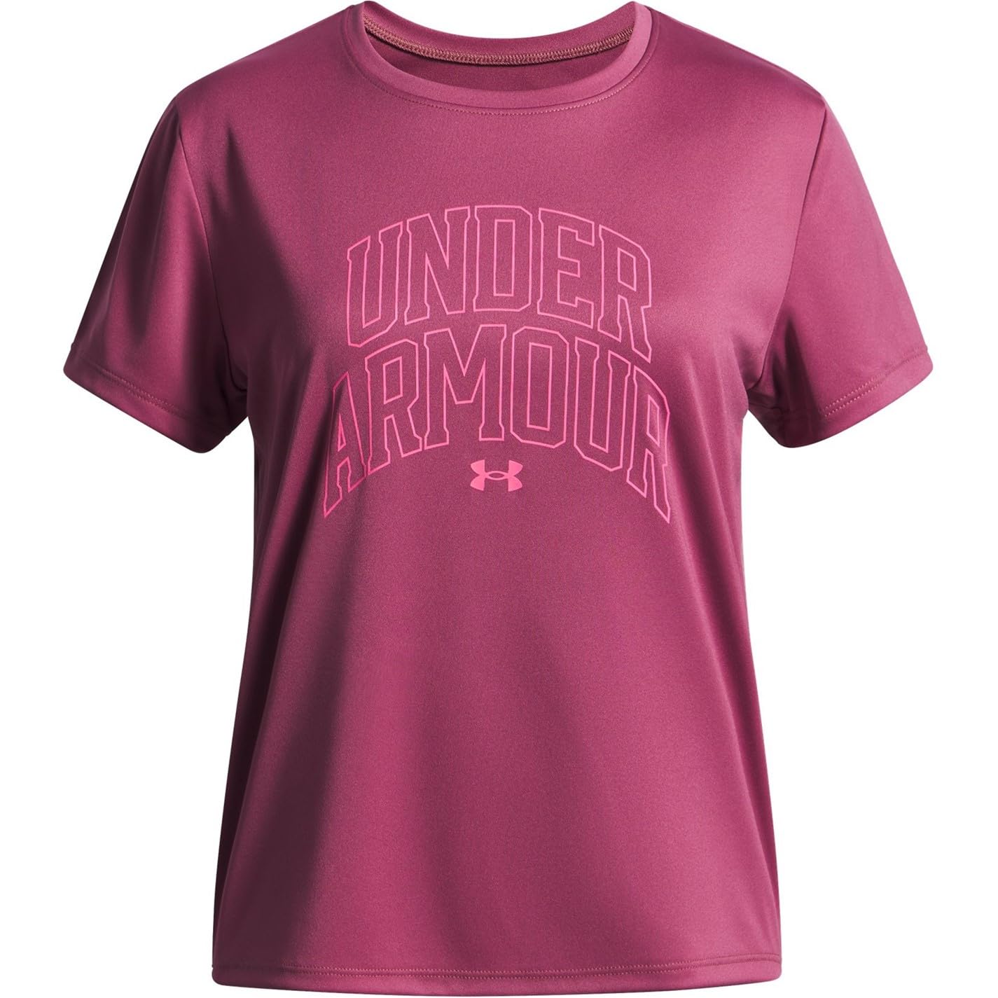 UNDER ARMOUR Junior Girls Training Tech Varsity Graphic T-Shirt, Burgundy, Size L