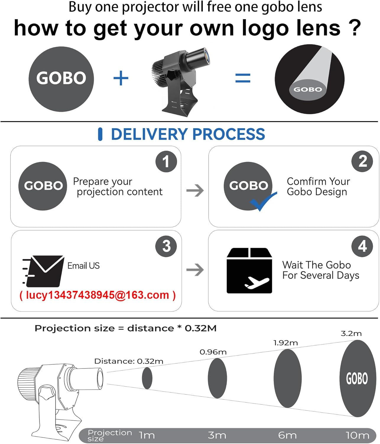 35W LED Logo GOBO Projector Ip67 Waterproof DJ Effect Light Including Free Custom Glass GOBO to Project Image for Hotel Company Store Wedding Advertising Indoor and Outdoor Use (35W)