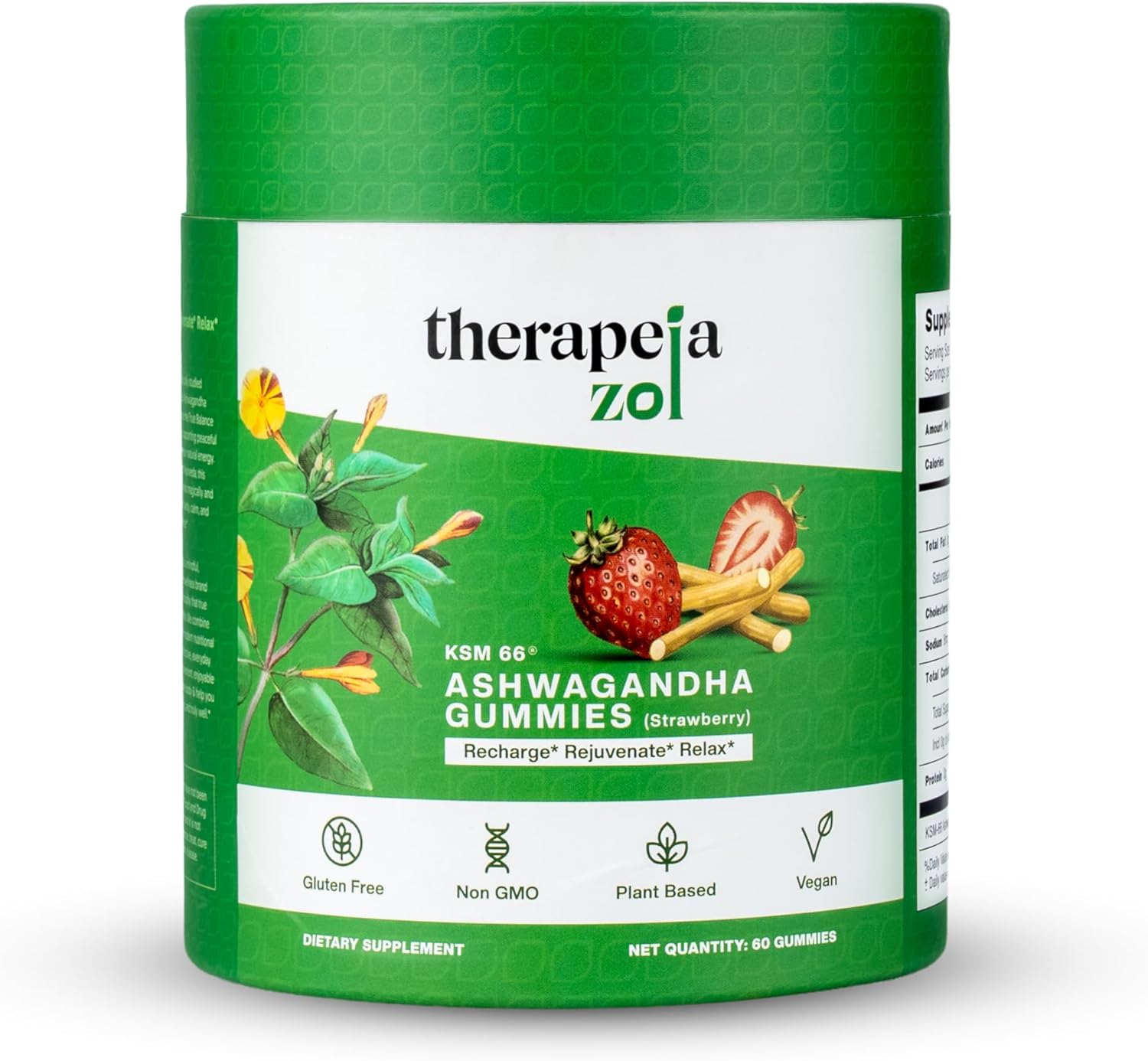 KSM 66 Ashwagandha Gummies for Women and Men, Vegan Supplement for Stress Support, Strawberry, 60 Count, 30-Day Supply