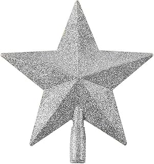 SpirWoRchlan 15CM Pink Mini Star Tree Topper Christmas Decorations Glitter Tree Top Star Christmas Tree Topper Small Christmas Tree Decoration Treetops for Christmas Tree Ornaments Silver