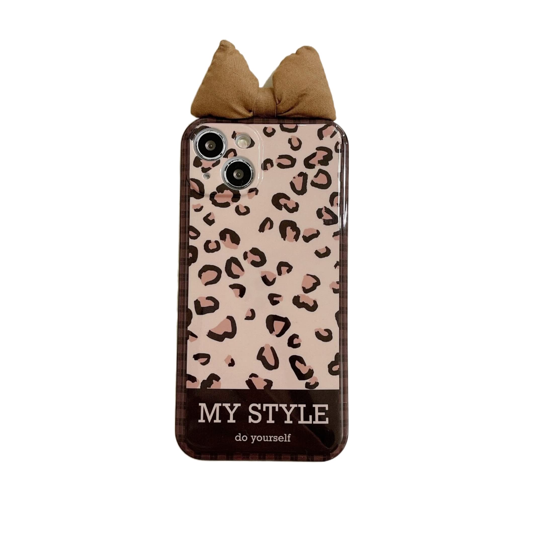 Dongyingkj Leopard Print Phone Case Cover Bow Tie Soft TPU Ultra Slim Gel Silicone Protective Bumper Phone Case Cover for Apple iPhone 6-13 Pro max