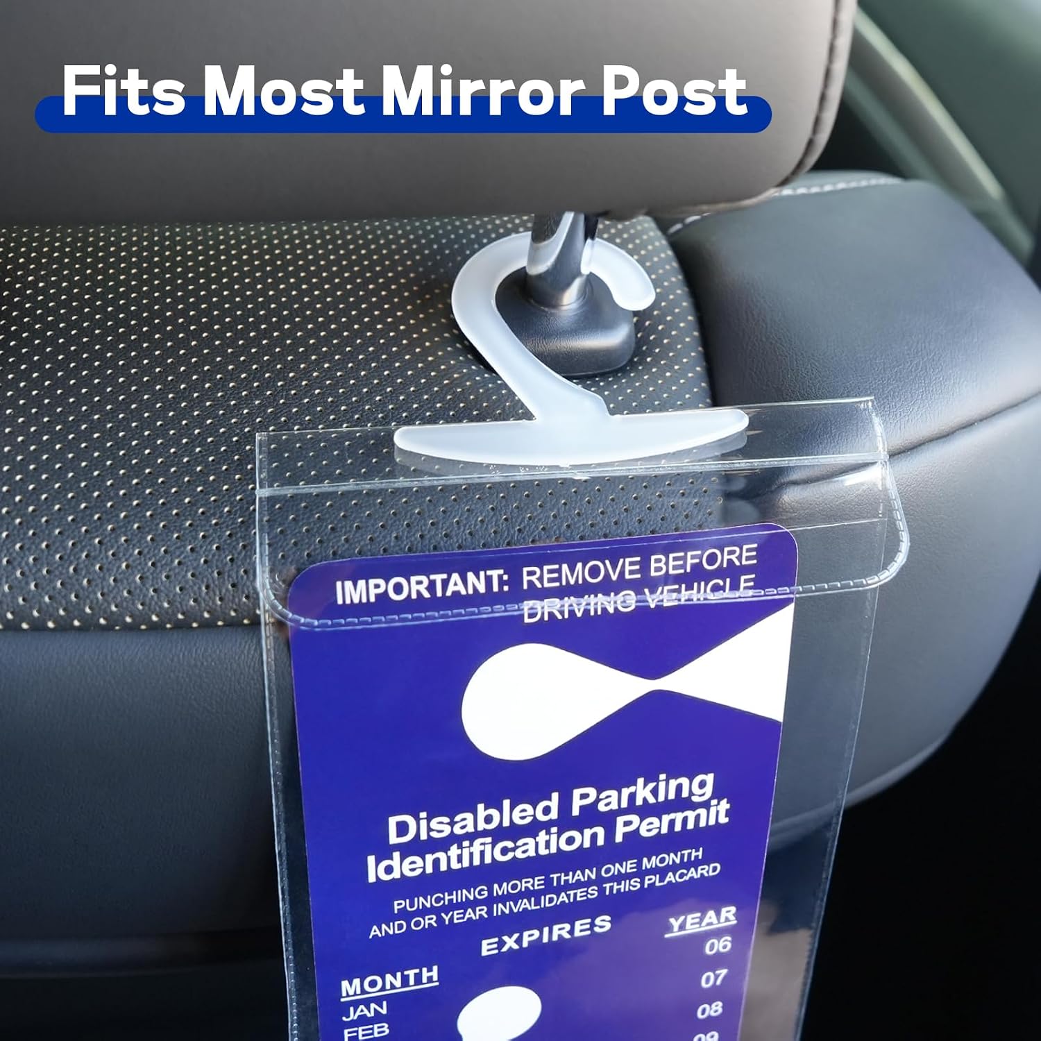 Alpmosn Handicap Parking Placard Holder, Ultra Transparent Disabled Parking Placard Protector Hanger Sleeve for Car, with Plastic Large Hanger（Set of 4）
