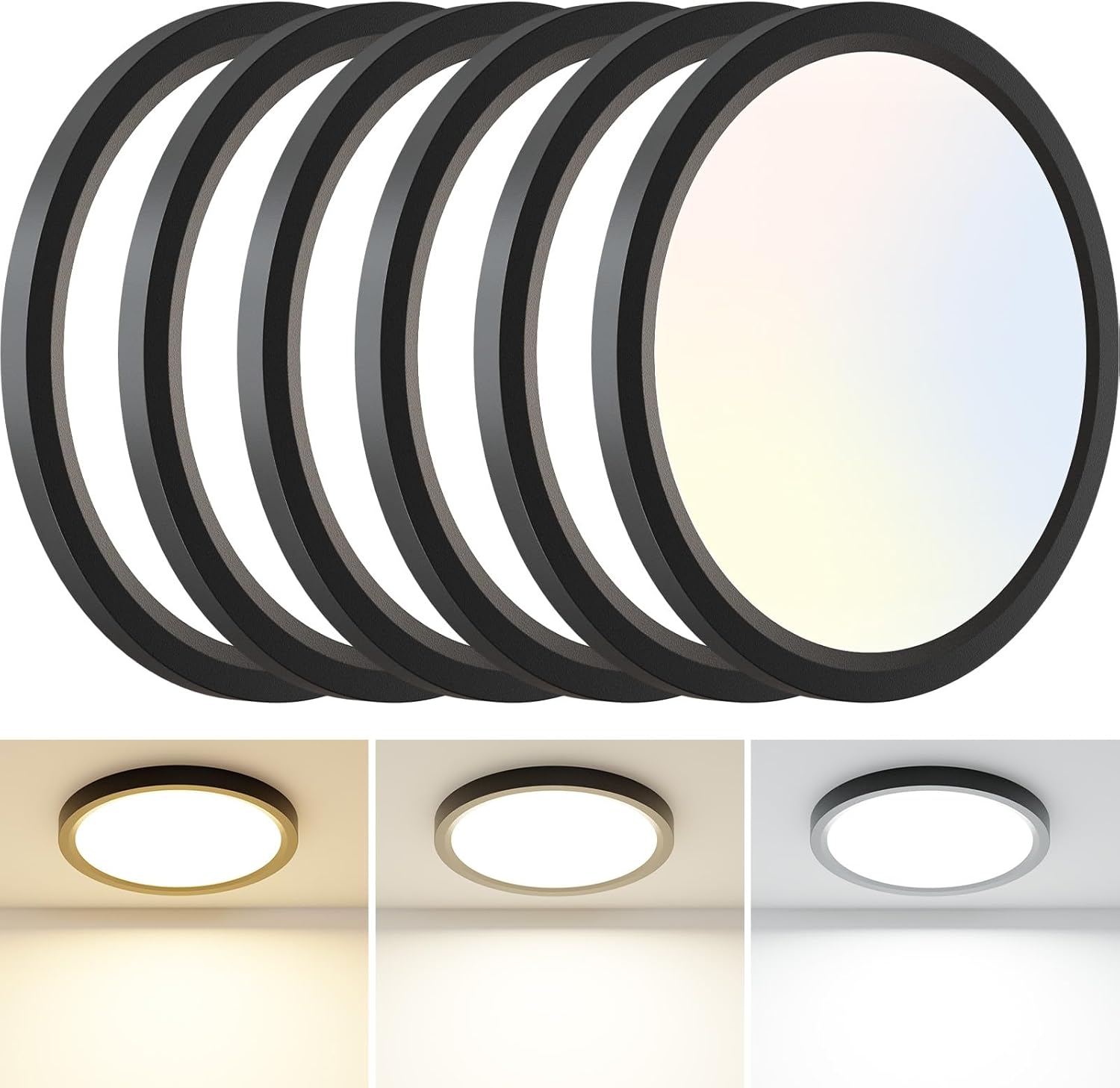 Paquete de 6 luces LED de techo empotradas 3CCT