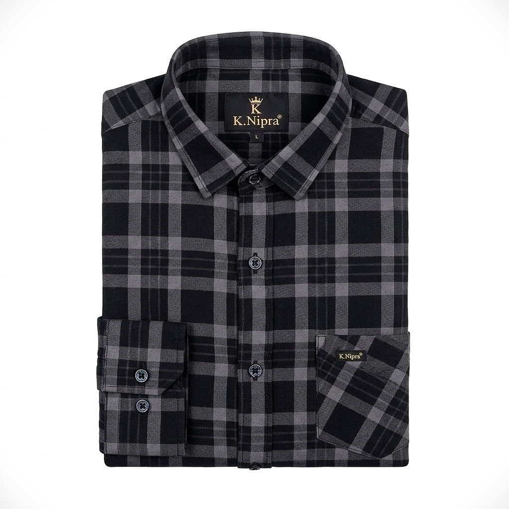 Men's Premium Cotton Checkered Slim Fit Casual Shirt | Grey & Black Checks | Limited Edition Signature Collection Full Sleeve Shirt-picture-22