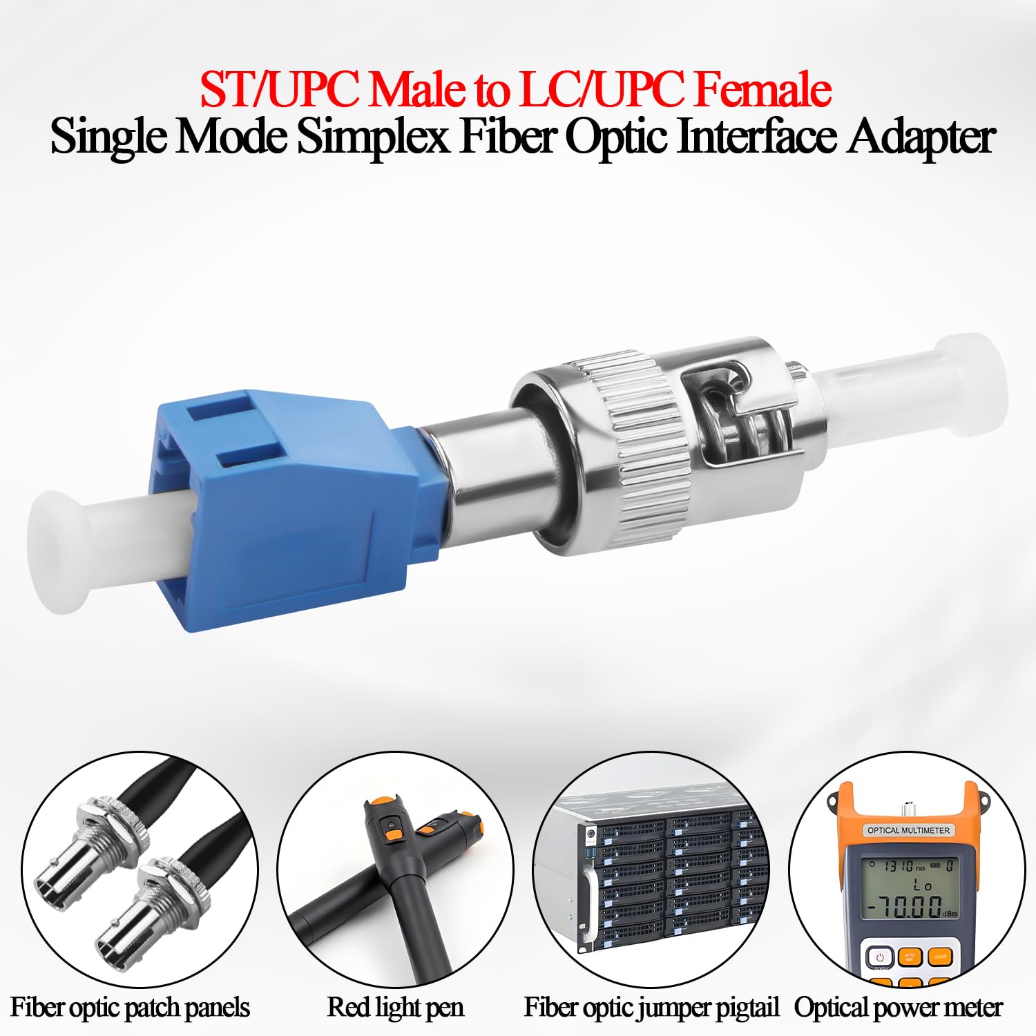 QIANRENON ST Maschio a LC Femmina Ibrida Fibra Convertitore SM 9/125μm ST/UPC a LC/UPC Monomodale Fibra Ottiche Adattatore Accoppiatore, per Rossa Luce Penna Ottica Potenza Misuratore Patch Cavo
