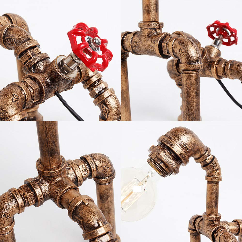 Retro Wasserrohr Tischlampe Kreative Tiere Hund Tischleuchte E27 Industrie Leseleuchte Nachttischlampe Lesen Schlafzimmer Arbeits Büro Schreibtischlampe