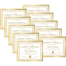 CRUGLA 8.5x11 Picture Frame Set of 10, Photo Frames 8.5 by 11 for Certificate Diploma Document Degree, for Wall or Tabletop Display, Gold