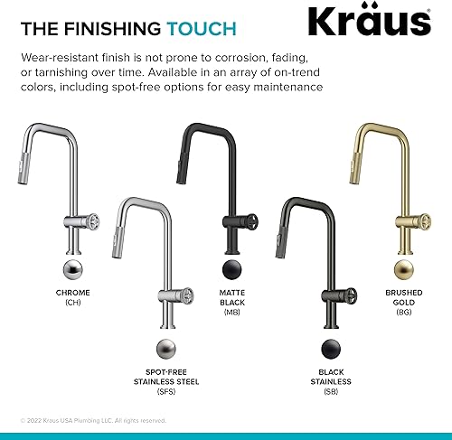 Miniatura 15 de KRAUS Urbix KPF-3126SFS - Grifo de cocina industrial de una sola manija en acero inoxidable sin manchas, KPF-3126SFS