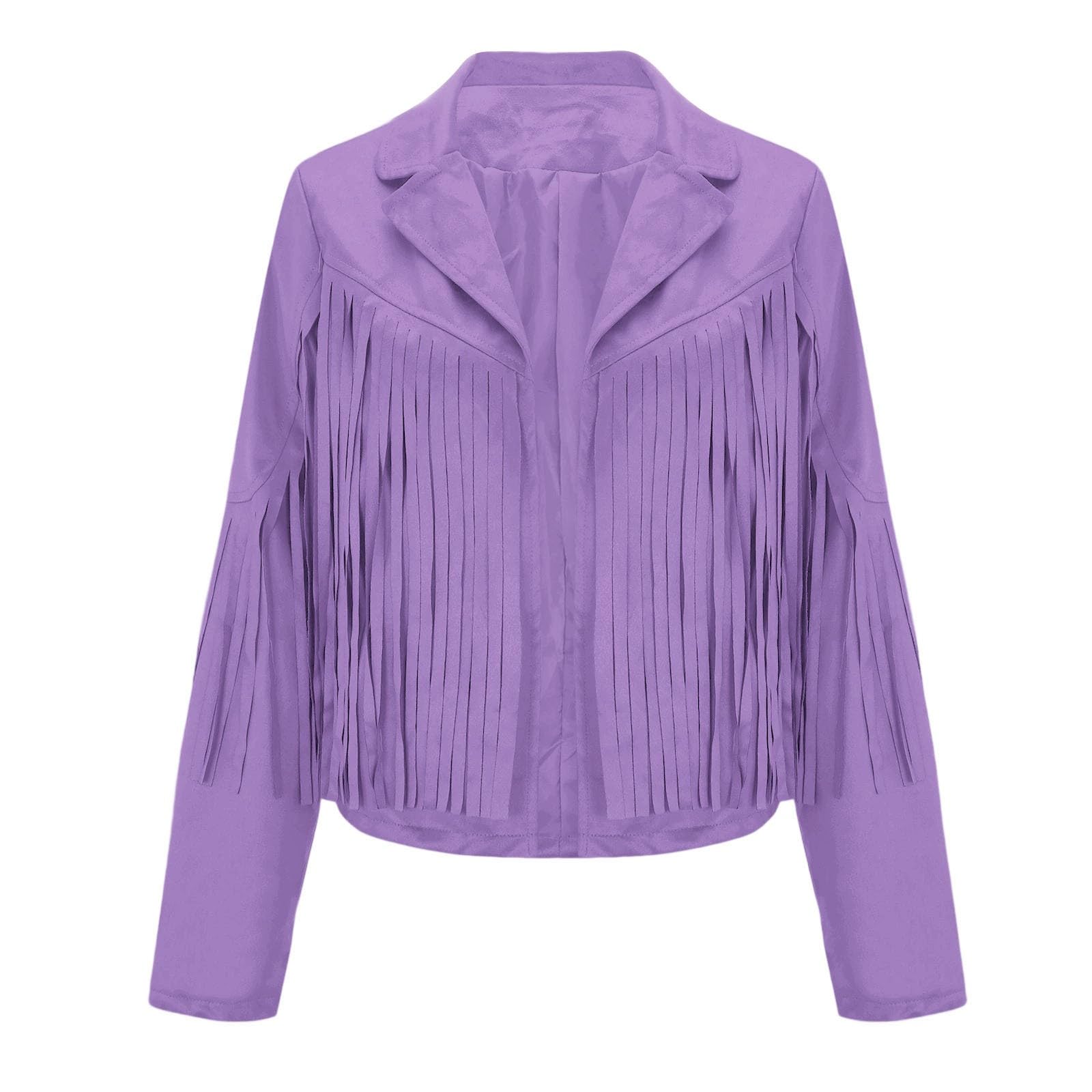 Genérico Chaquetas casuales para mujer abrigo corto ajustado de ante con flecos prenda clásica ideal para el día a día en otoño e invierno