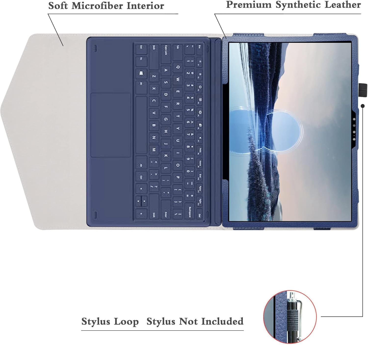 Bige for Dell XPS 13 2-in-1 9315 Case, PU Leather Folio with 2-Folding Stand Cover for 13.4" 2-in-1 Tablet, Dark Blue