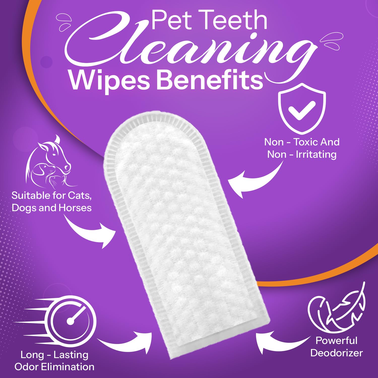 DEVO-T 100% Natural Dog Teeth Cleaning Wipes Unscented | 50 Count | Pet Teeth Cleaning Finger Wipes for Dogs, Cats & Horses | Remove Bad Breath, Plaque & Tartar Buildup | Dog Dental Wipes Finger - image 2