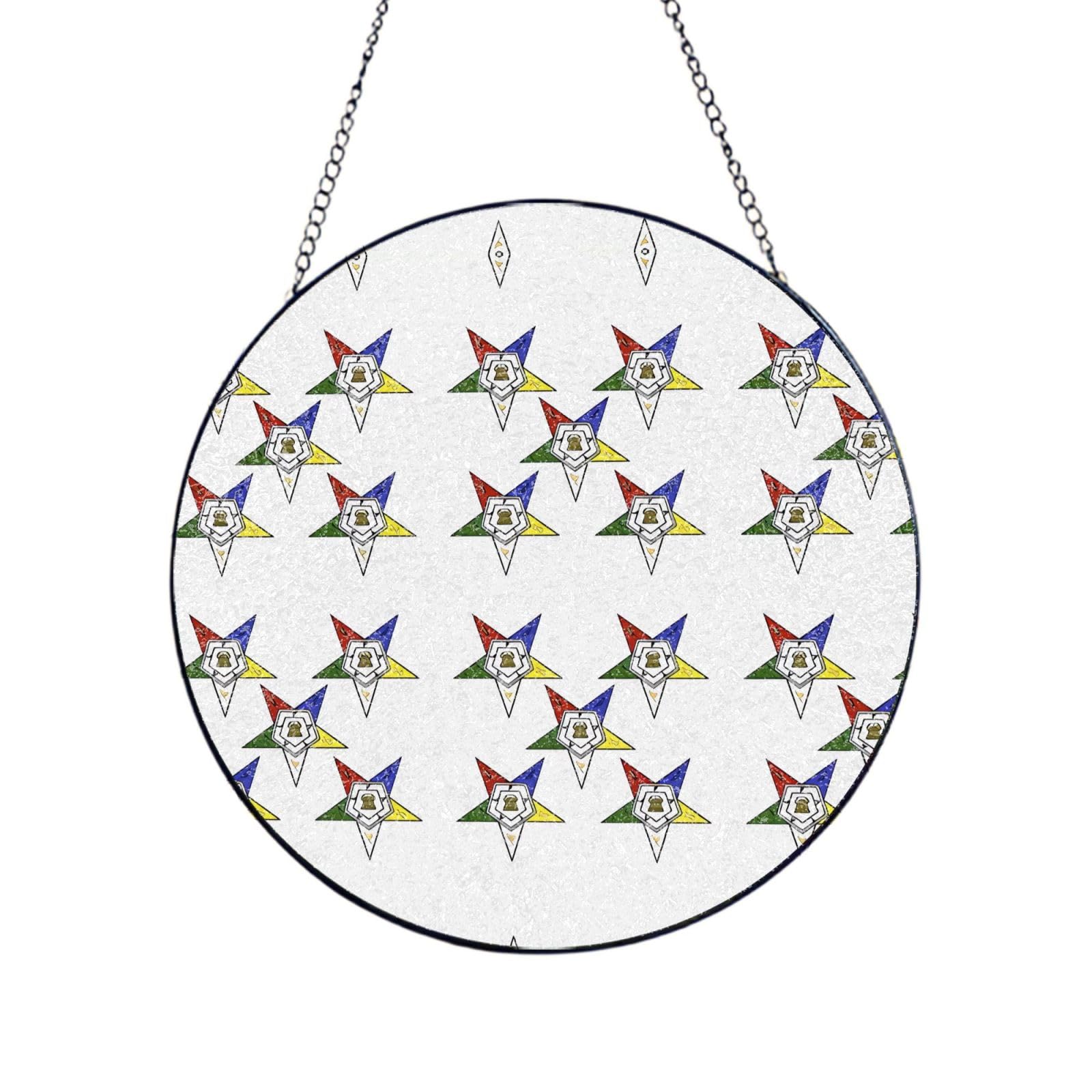 Phayah Stars Eastern Stars Print Glass Window Hanging Sun Catchers Suncatcher Decor For Birthday For Home Garden Porch 8in（20cm）