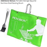 Vista 9 de Cesta para asar pescado, plegable, portátil, de acero inoxidable, para pescado, verduras, camarones con mango extraíble, viene con cepillo