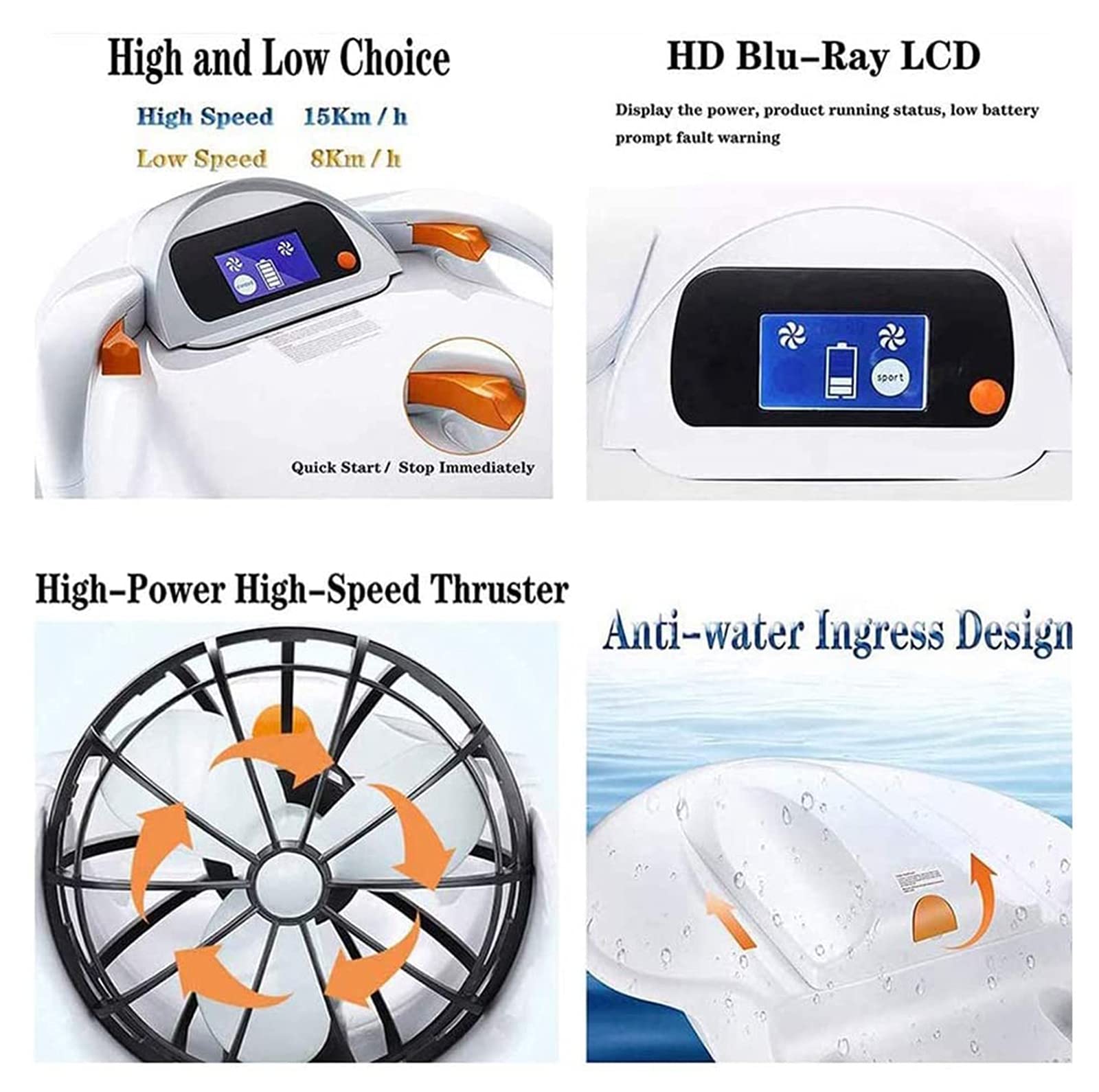 Patinete eléctrico de hélice para tabla de surf para natación y surf, diseño somatosensorial inteligente, capacidad de la batería 12 AH, ideal para actividades acuáticas de adultos