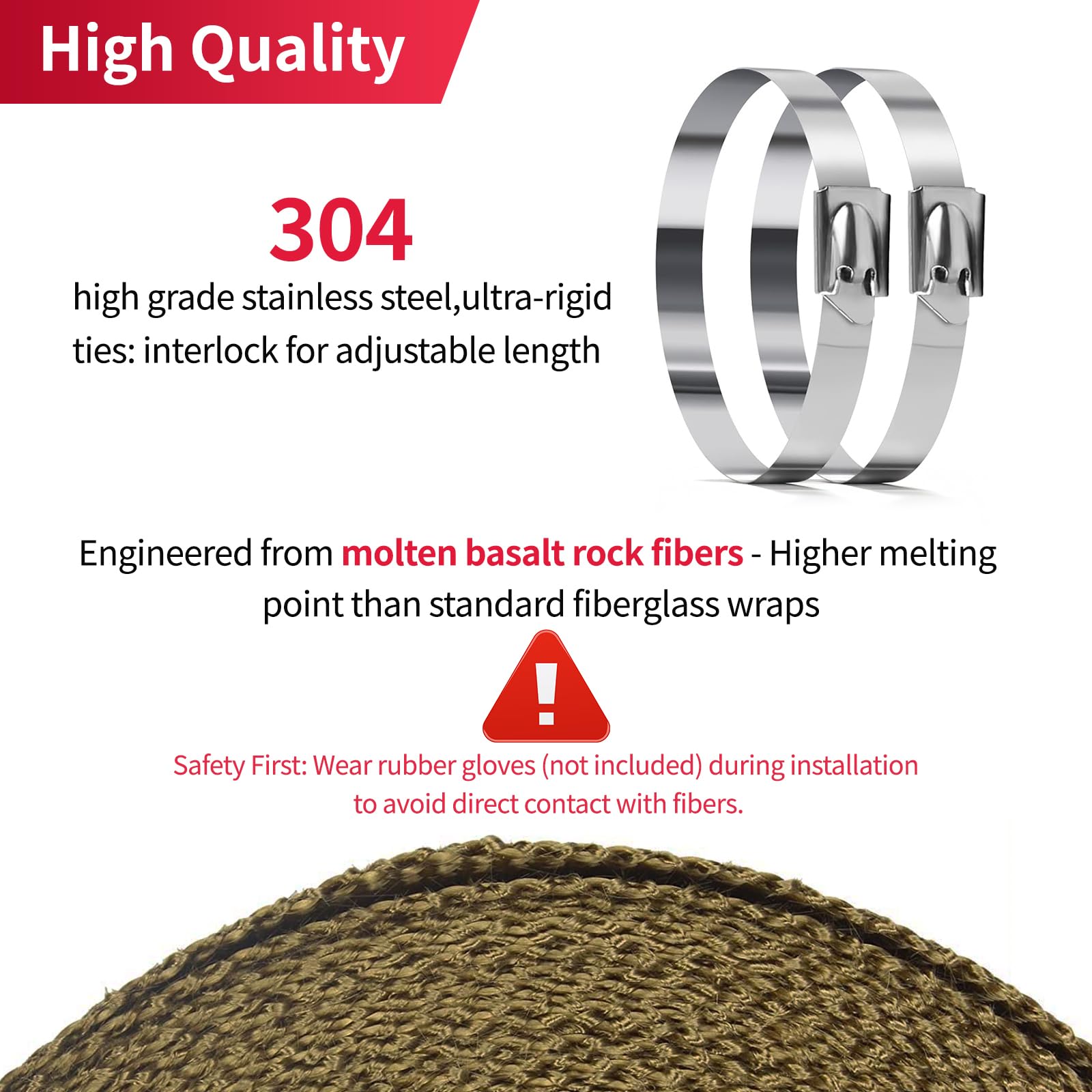 Diesel Heater Exhaust Wrap Basalt Fiber Woven Exhaust Header Pipe Wrap ...