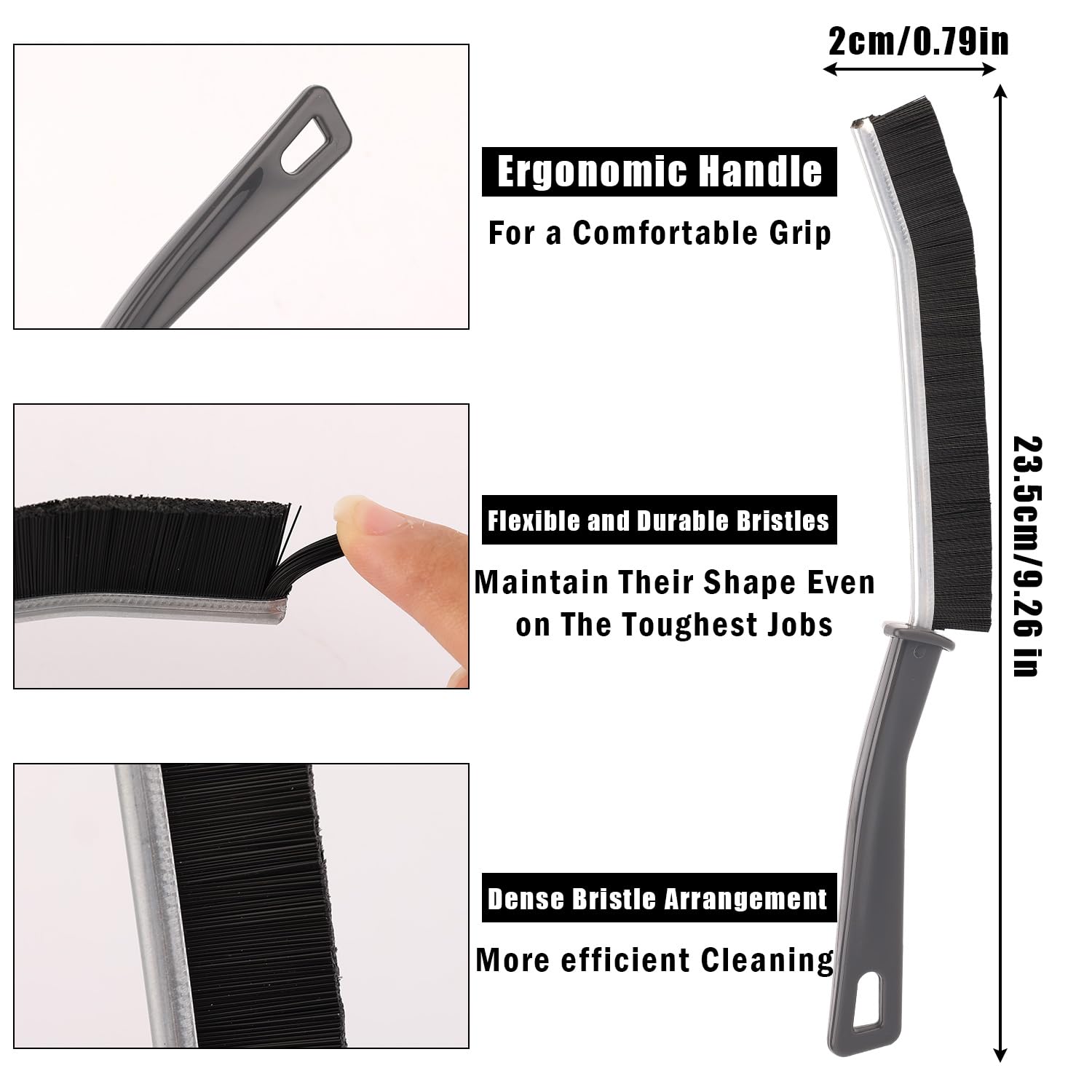 Kit Pulizia Angoli Lavandino Set Di 4 Spazzole Per Pulizia Angoli E Fessure - Manico Giallo, Per Lavello, Finestre, Guide Spazzole Per Guide Finestre E Porte