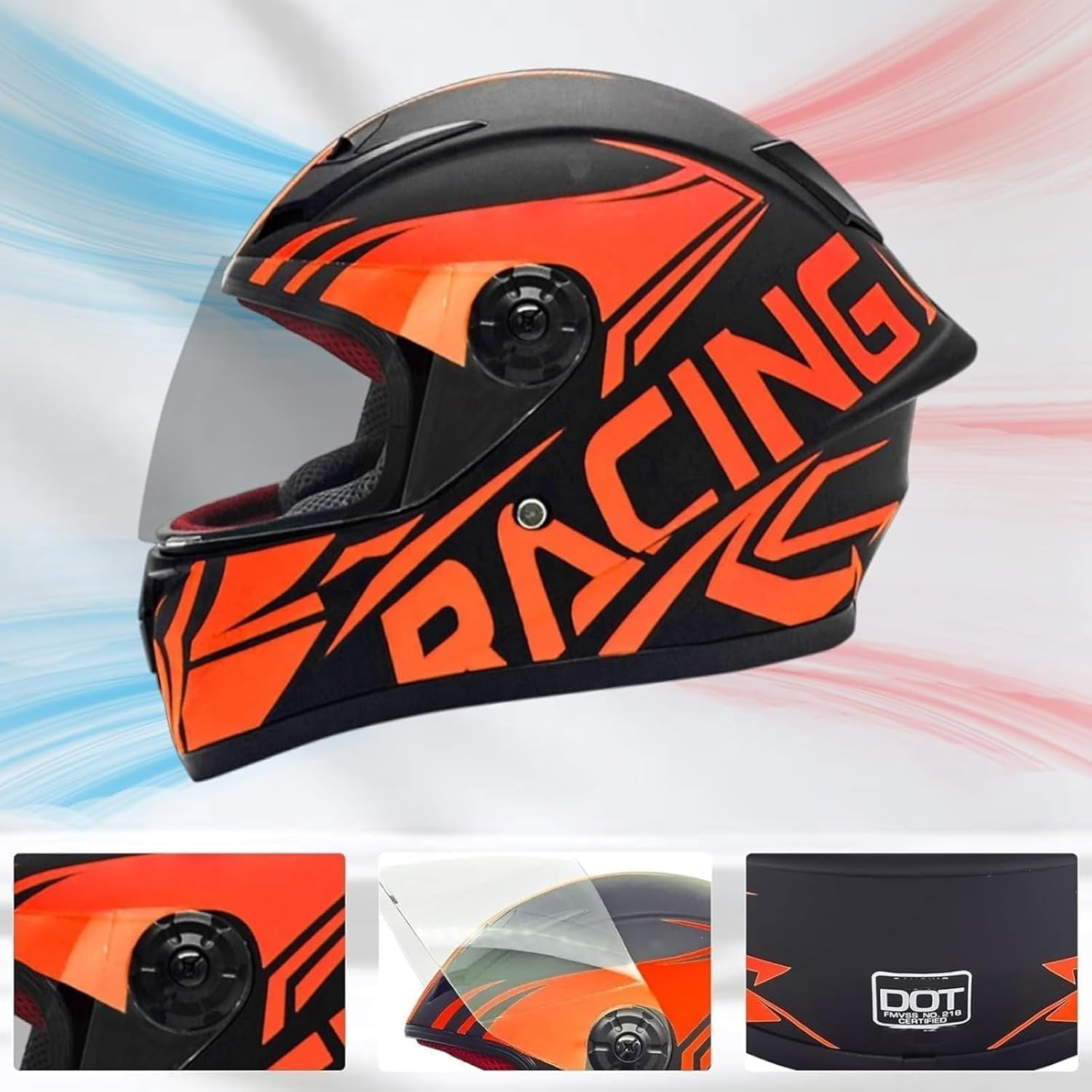 Casco Integrale da Motocross per Bambini dai 3 ai 12 Anni, omologato ECE/DOT, per motociclette Fuoristrada, Quad, Kart, Scooter e motociclette J,S=47-48cm