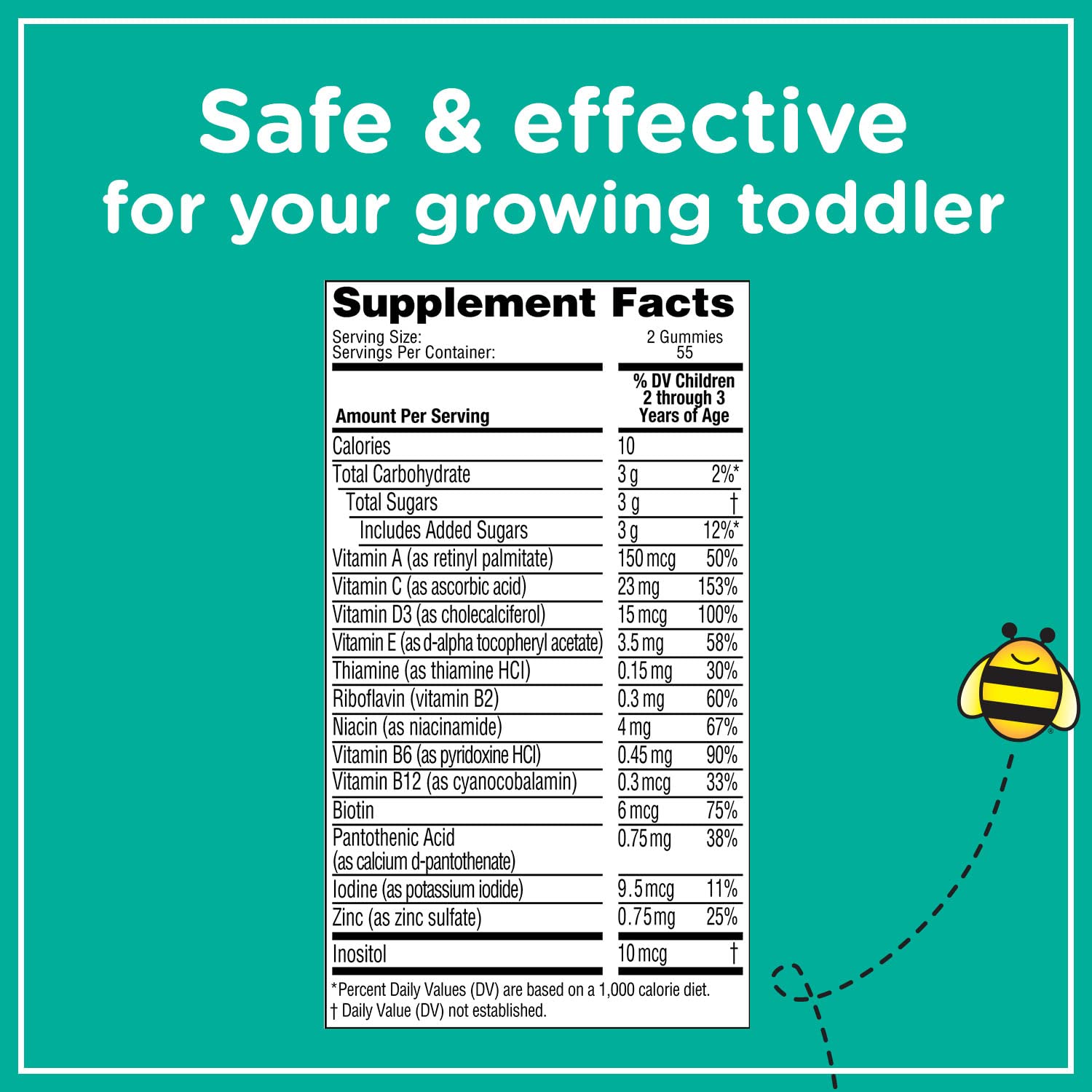 Zarbee'S Toddler Vitamins, Complete Multivitamin With Vitamin A, C, D3 & Easy To Chew