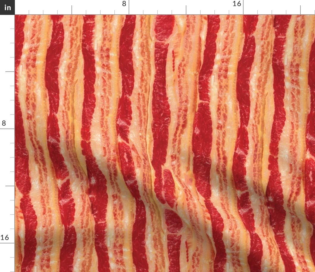 Spoonflower Fabric - Bacon Food Stripes Printed on Petal Signature Cotton Fabric by The Yard - Sewing Quilting Apparel Crafts Decor