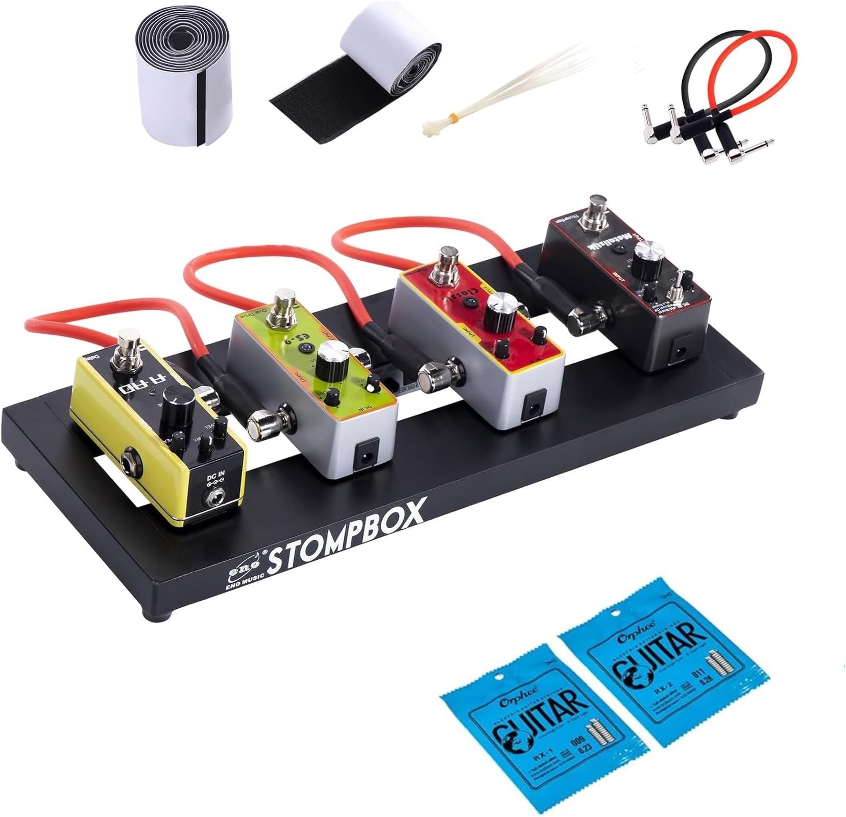 ENO MUSIC 14" Mini Guitar Effects Pedal Board Compact Small Pedalboard with Mountain Tape & Cable Tie