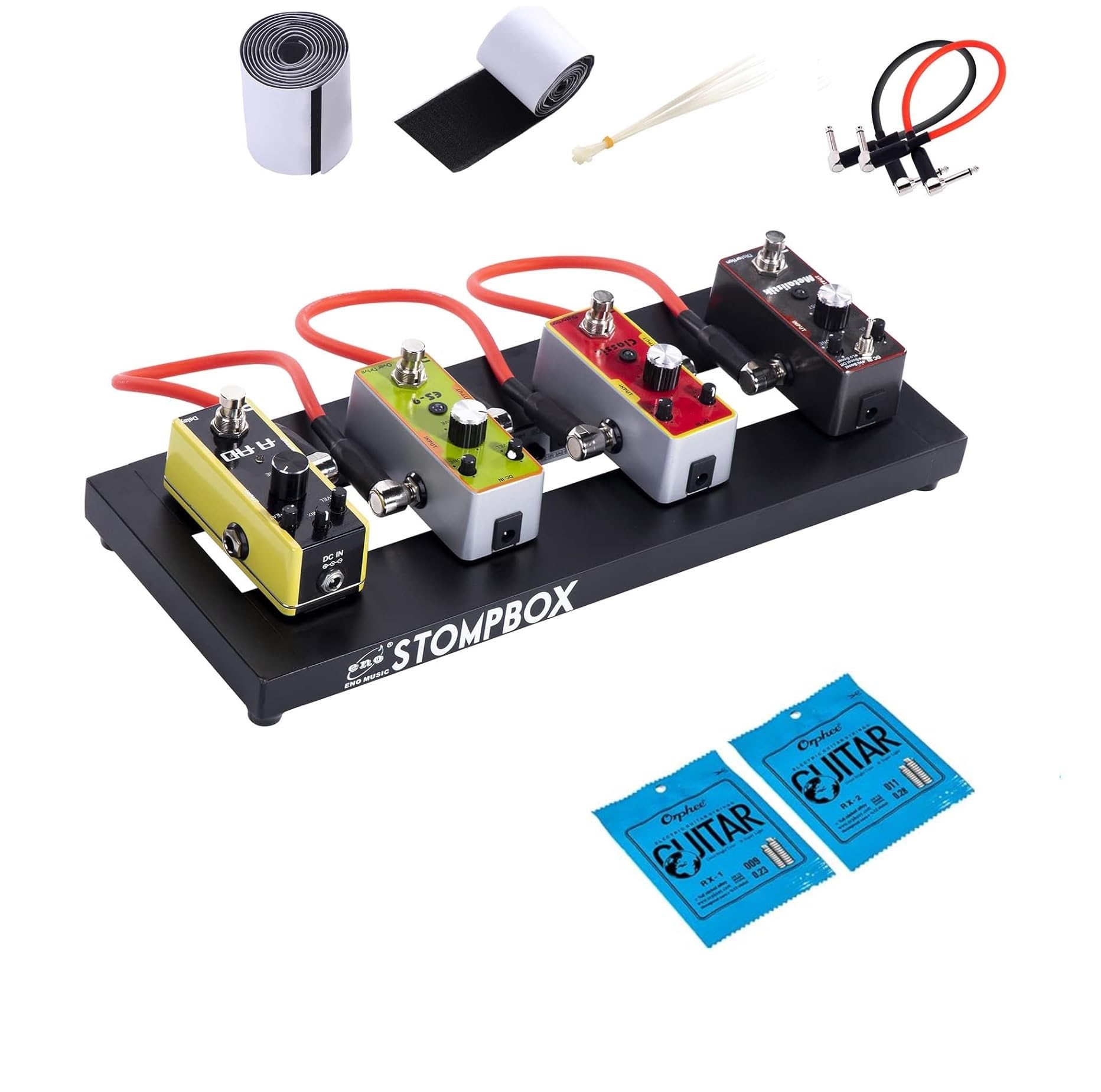 14" Mini Pedal Board Guitar Effects Pedals Compact Small Pedalboard with Mountain Tape & Cable Tie