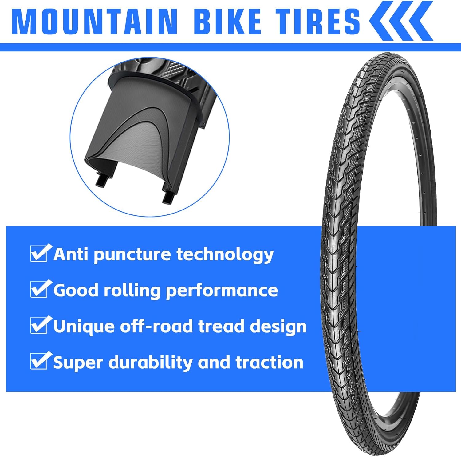 28 Inch Bike Tires, 28 X 1.75 Replacement Tires for Mountain Beach Cruiser Bike