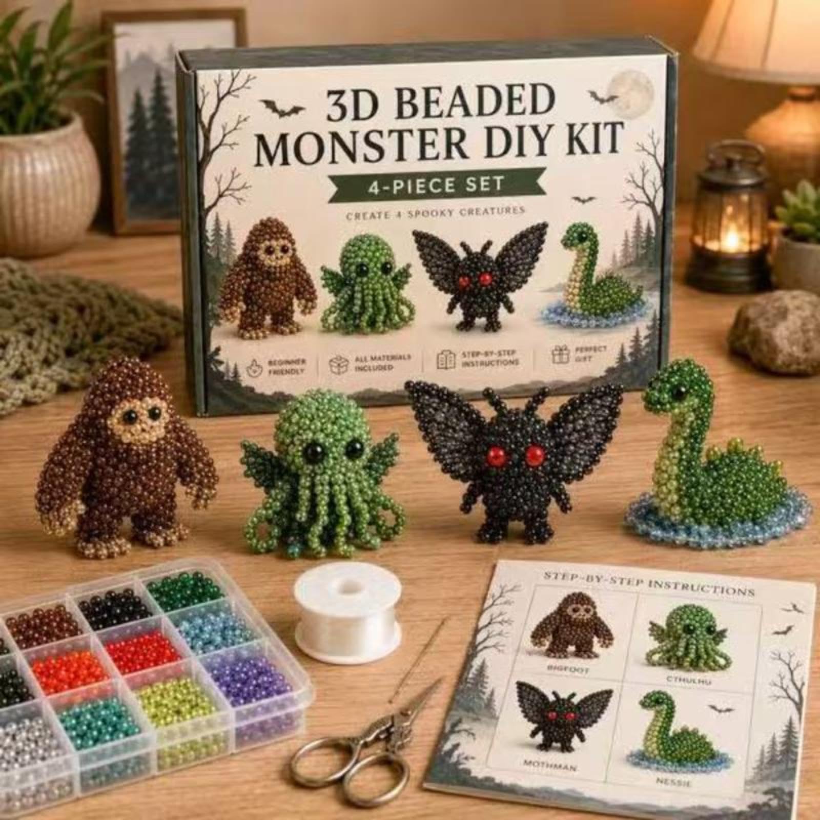 3D Beaded Animal Kit For Adults, Tiny 3D Beaded Animals Beading Embroidery Kits for DIY Crafting and Stress Relief, Animal Themed Beadwork Kits For Beginners & Craft Enthusiasts With Instructions