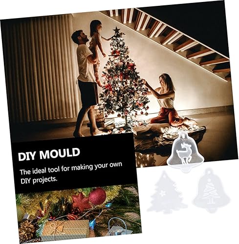 Miniatura 8 de TEHAUX Molde de silicona listado de 4 piezas de moldes de Navidad molde de resina epoxi Feliz Navidad de silicona colgante collar colgante de mano