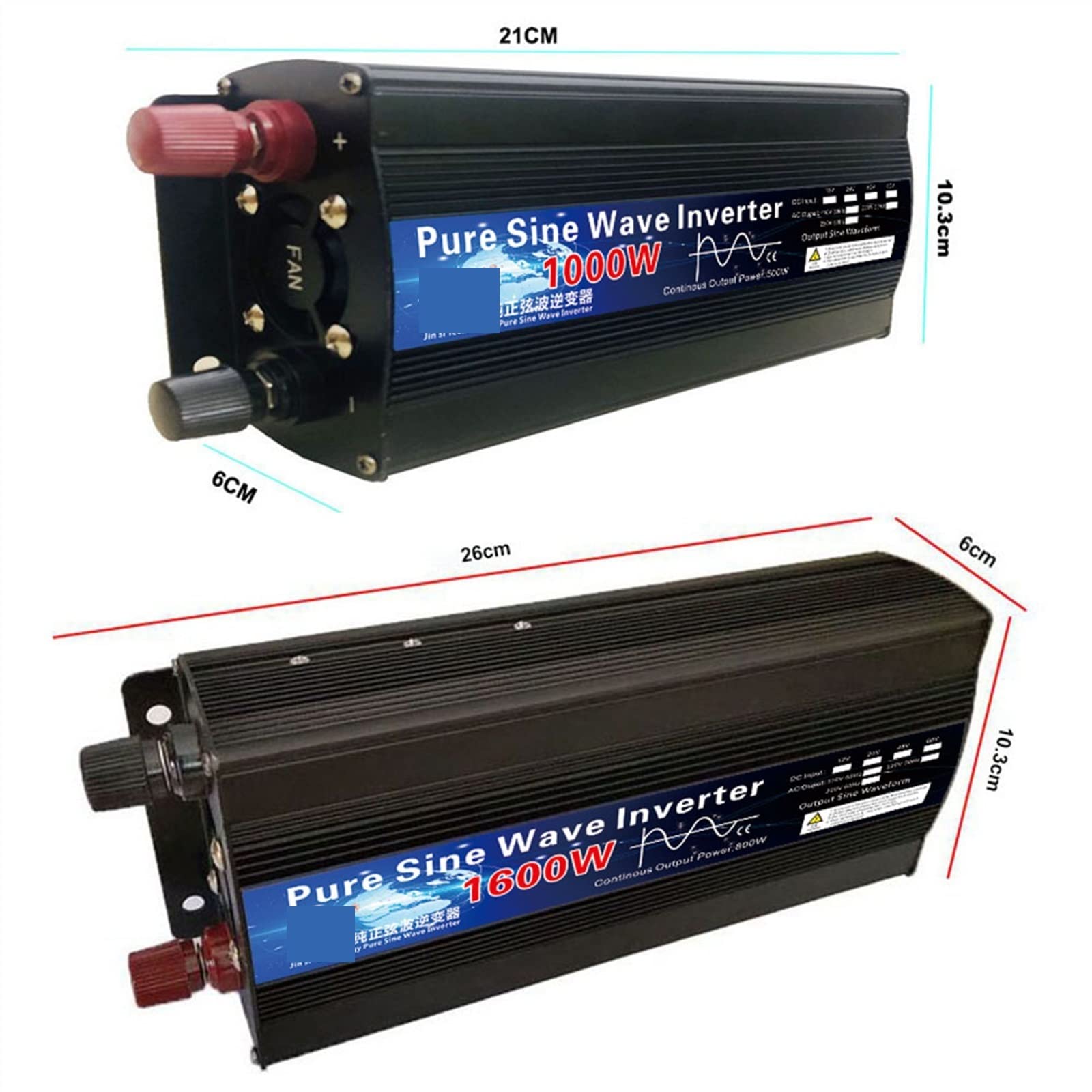 Czysta fala sinusoidalna przetwornica DC 12V 24V do AC 500W 1000W 2000W konwerter zasilania wzmacniacz do samochodu gospodarstwa domowego DIY(1600W,12V)