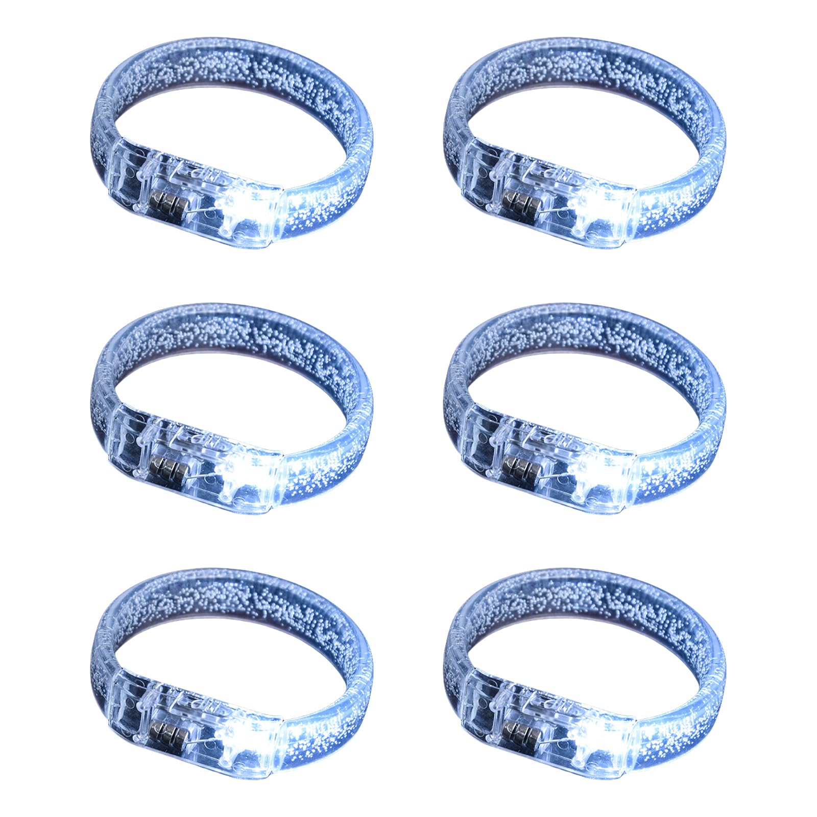 Jazuaiao Of 6 LED Light Bracelets Multicolors Wristbands for Concert and Festival Wear Wrist Accessories Party Supplies Acrylic Glow Bracelets