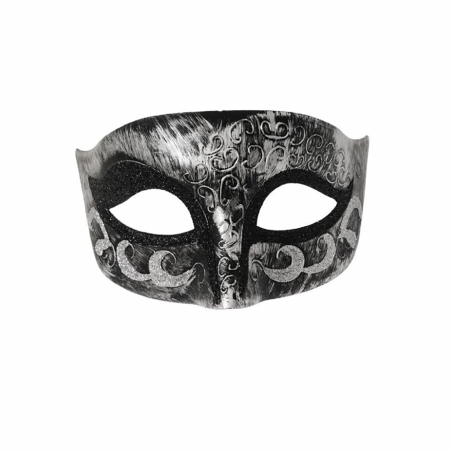 HWZENQZ New Masquerade Mask for Men Women,Venetian Mens Masquerade for Halloween Easter Carnival Christmas Cool Masks Cosplay Ball Party Decoration (Black silvry)