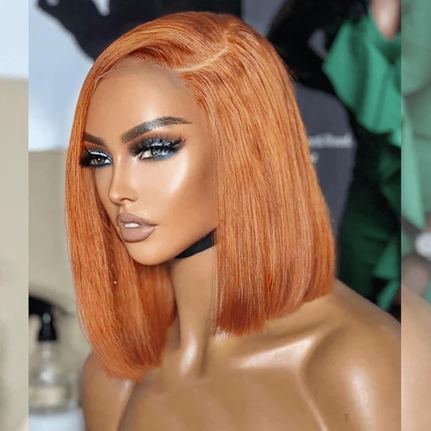 Bob Wig Human Hair 13x4 HD Lace Frontal Short Straight Lace Front Bob Wigs for Black Women Human Hair Pre Plucked Glueless Side Part 180% Density Ginger Brown Color #30 12 Inch