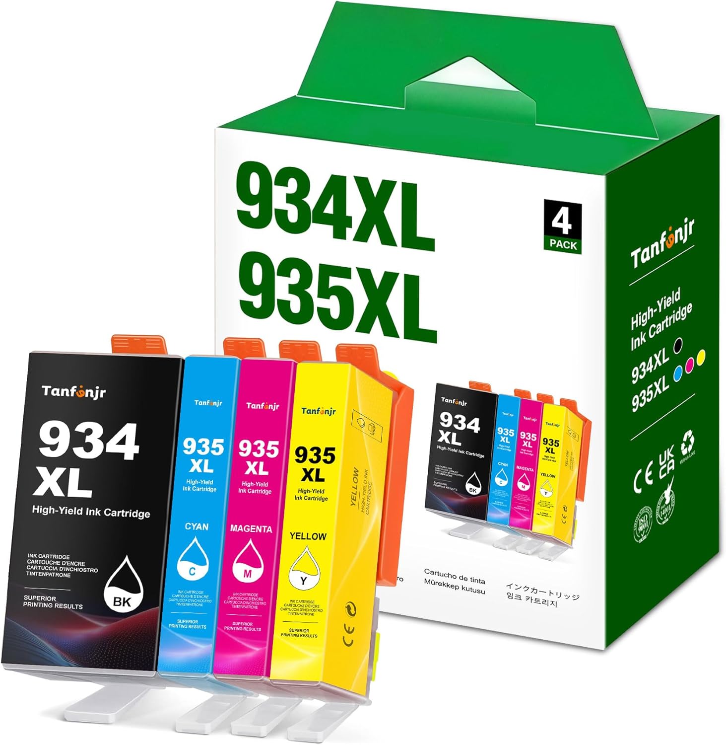 934XL 935XL Ink cartridges Combo Pack Replacement for HP Ink 934 935 934xl 935xl Word with Officejet Pro 6830 6230 6815 6835 6812 6820 6220 Printer 4-PK(1 Black, 1 Cyan, 1 Magenta, 1 Yellow)