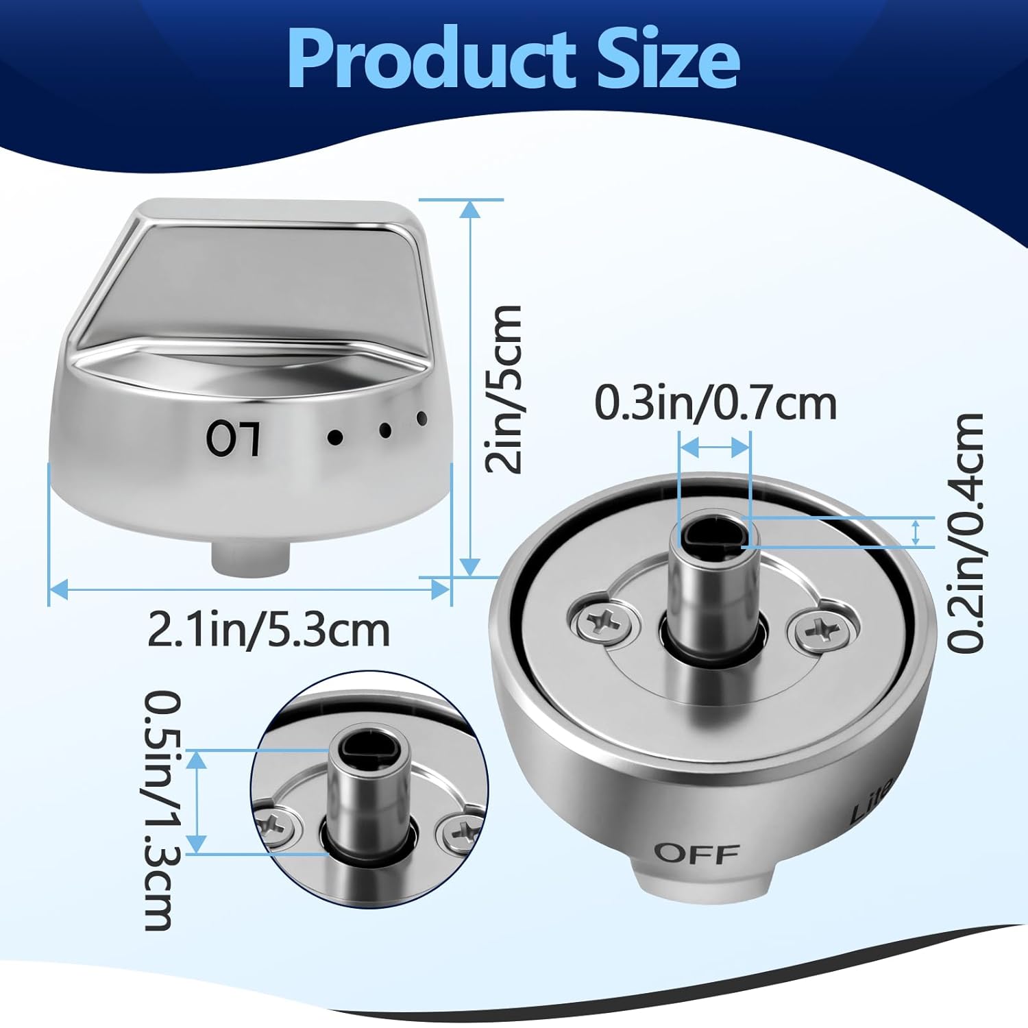 6Pcs DG94-00945A Burner Control Dial Knobs, DG94-00945A knobs for Samsung Stove NX58H9500WS/AA-00/01/02/03, NX58H9500WS/AC-01/02/03, NX58H9950WS/AA-01, NY58J9850WS/AA-02, Replace DG68-00377A AP5957989