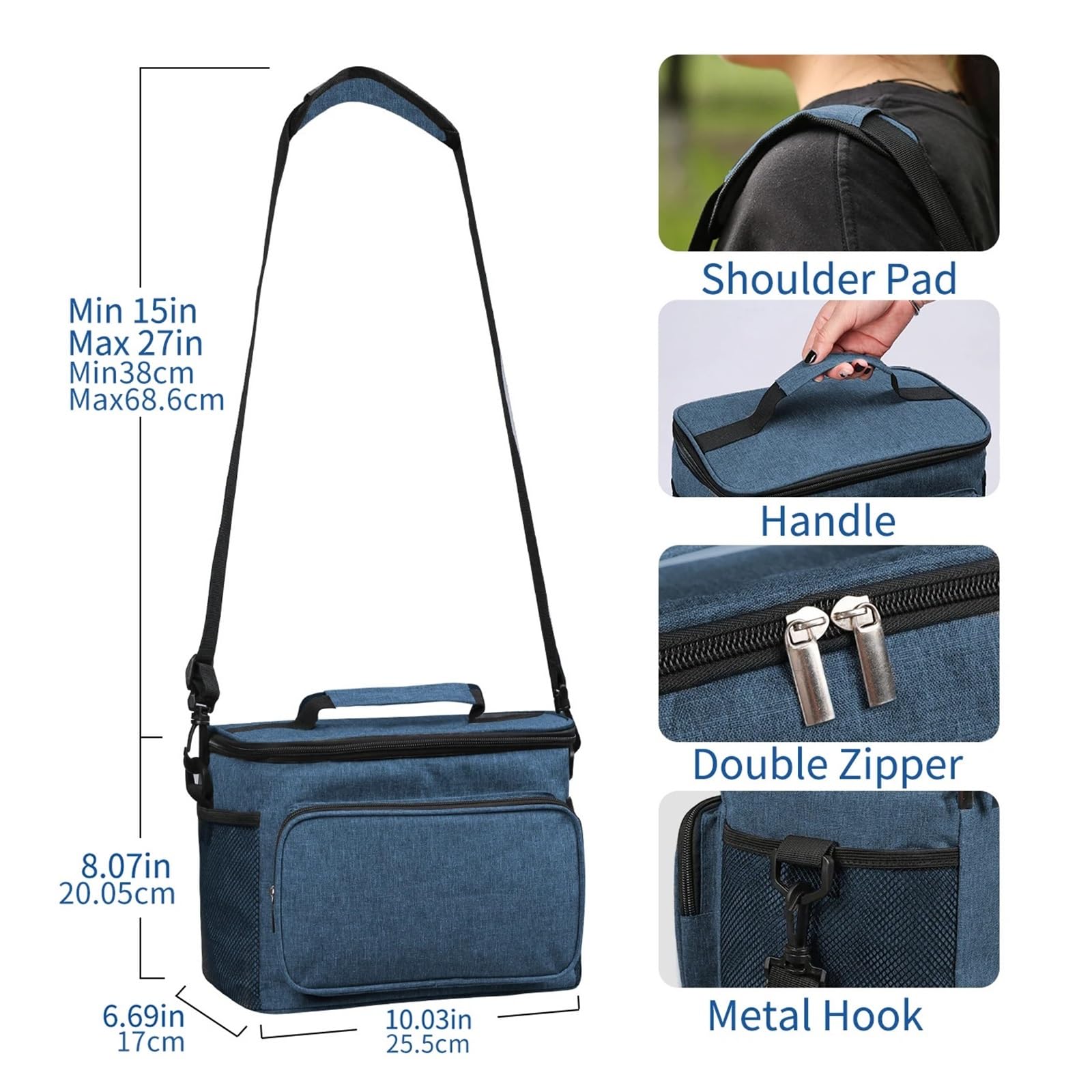 Genérico Bolsa de almuerzo con aislamiento térmico gran capacidad, bolsa tela Oxford for almacenamiento alimentos, bolsas Picnic, caja refrigeradora portátil(10L-Red)
