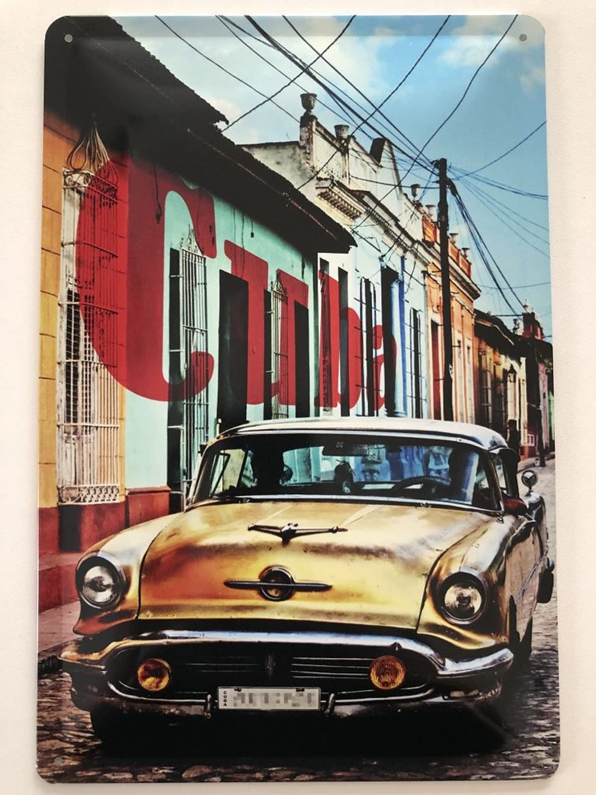 Kuba Oldtimer Blechschild 20x30cm - Havana Auto Deko Aus Stahl, Made In Germany