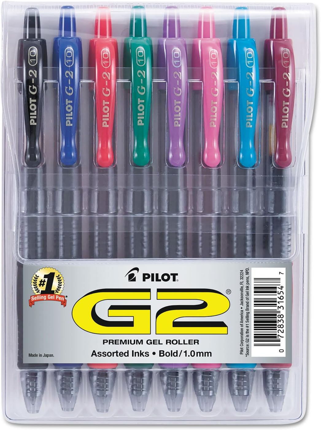 G2 Premium Refillable and Retractable Rolling Ball Gel Pens, Bold Point, Assorted Color Inks, 8-Pack Pouch (31654)