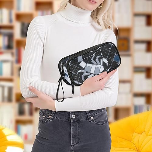 Miniatura 7 de Nylon Pen Case Pencil Bag Scorpio Style Gray Blue Black Big Capacity Slot Pencil Case Stationery Organizer for Office Preppy estuche para