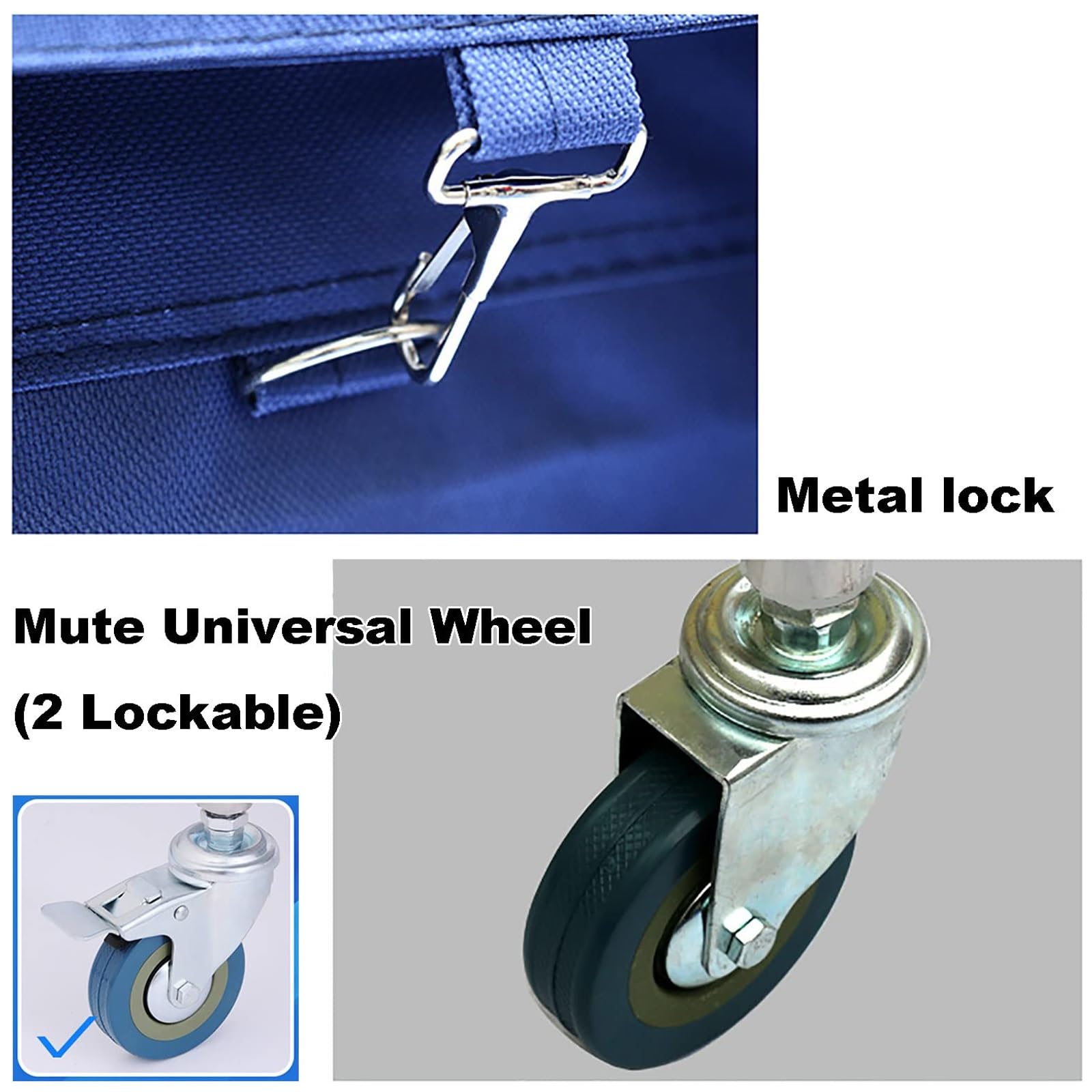 Carrito de Lavandería Plegable con Ruedas, Cesta Industrial para Ropa Sucia, Resistente, para Lavanderías de Hoteles(Gray)
